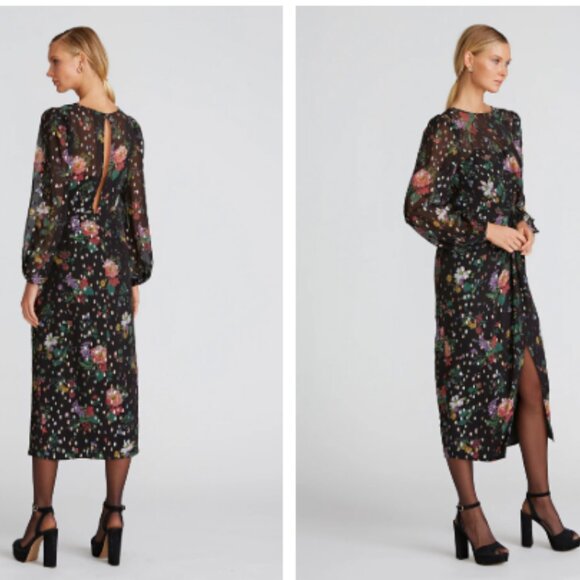 Amur Sabine Draped Midi Dress size 0 - Picture 2 of 10